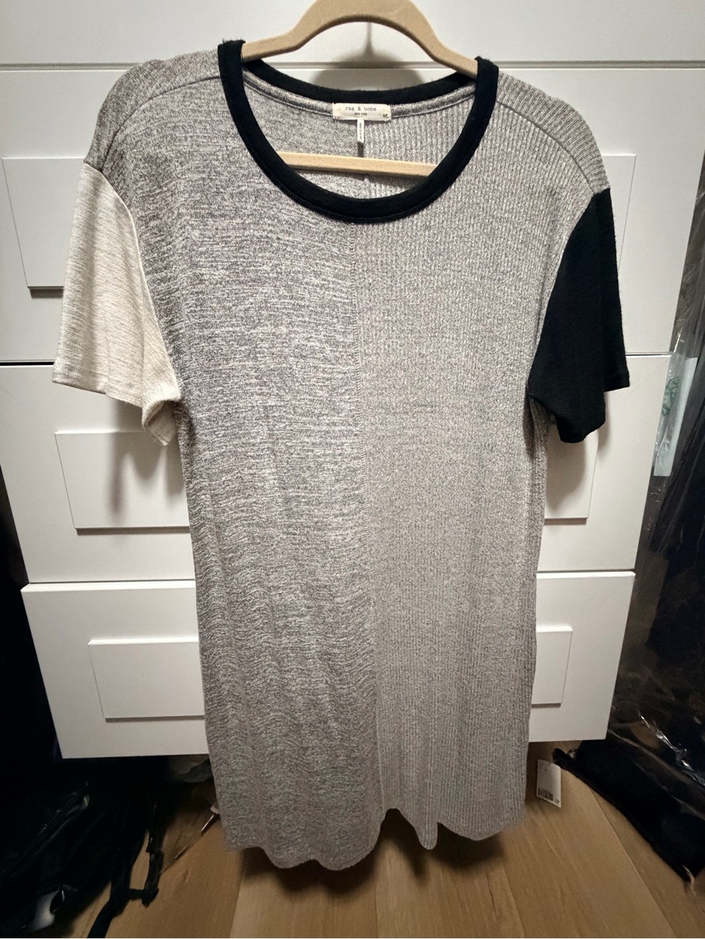 Rag & Bone Women's The Knit Colorblock Mini T-Shirt Dress sz S